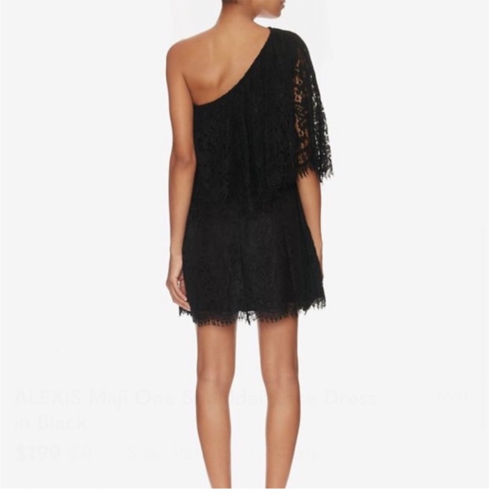 Alexis Black One-Shoulder Lace Mini Cocktail Dress Small - Picture 3 of 8